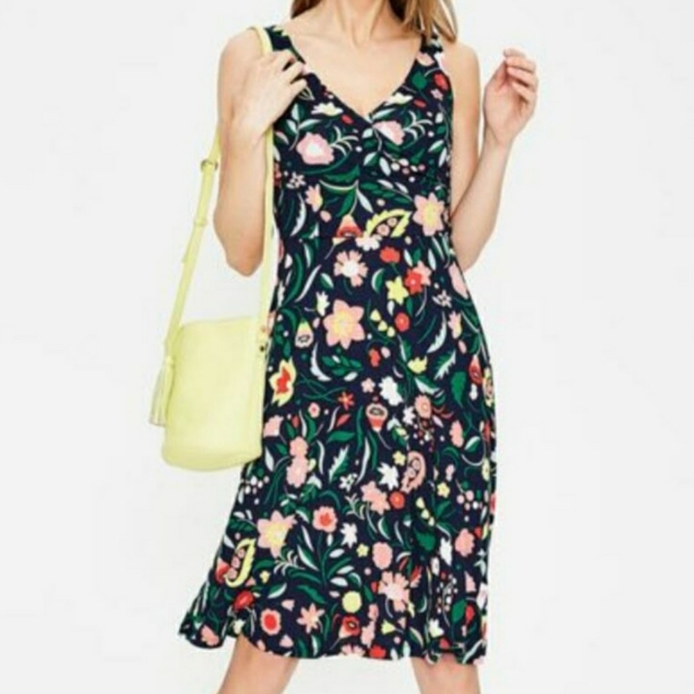 Boden Willa Floral Print Jersey Wrap Top Sleeveless Dress Size 6R